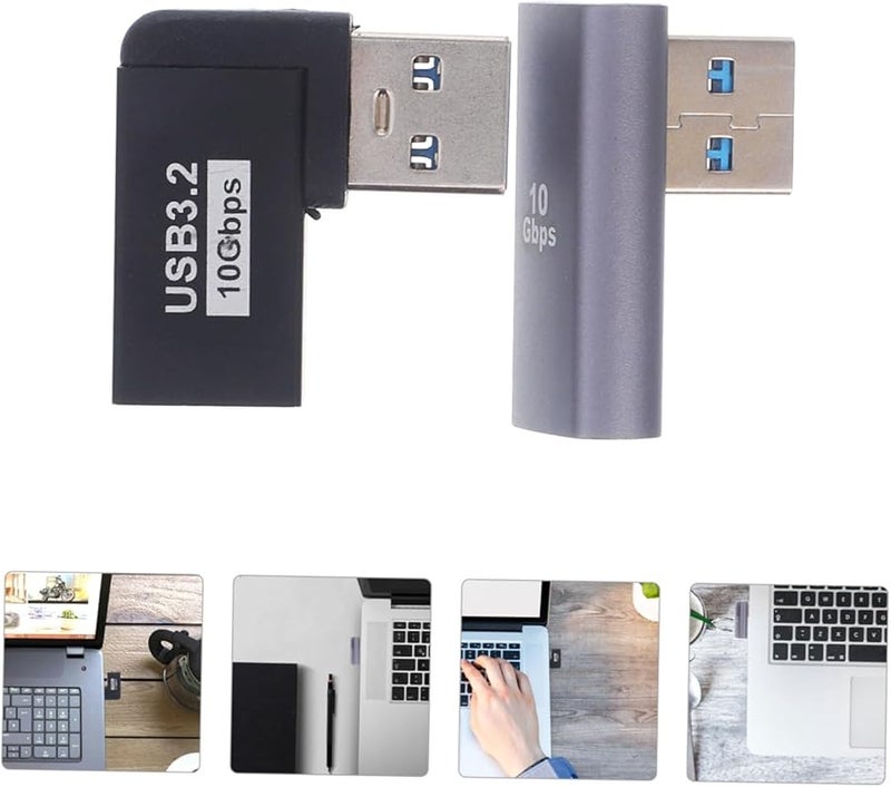 USB Right Angle Extension Adapter 2 Pack Blue High Hardness For Laptop Devices - Image 5